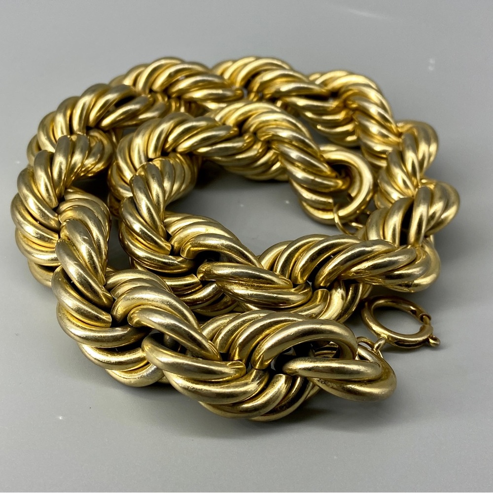 Vintage Bold & Gold Toned Big Rope Necklace HipHop Statement - Picture 16 of 16